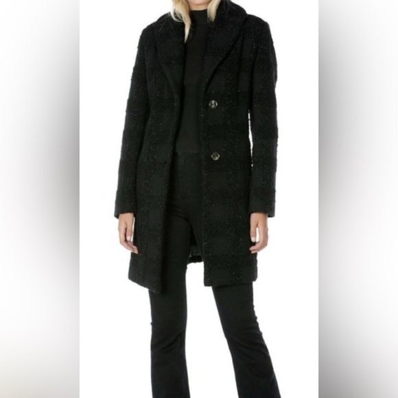 Tahari Jackets & Blazers - Tahari Women's Classic Black Plaid/Shimmer Pea Coat